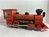 Vintage Western Locomotive Red Tin Train Battery