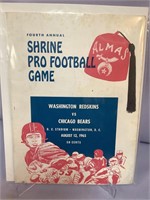 Redskins vs Bears Aug 12 1965 program