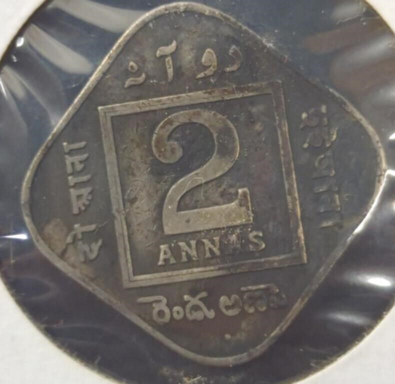 1928 2 annas Indian coin