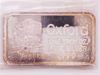 1 20 oz. .999 bar fine silver from Oxford, Alaska