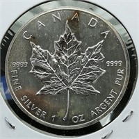 1989 Canada $5 Silver Coin Maple Leaf 1 t oz.