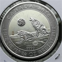 2016 Canada $2 Silver Coin Wolf .75 t oz.