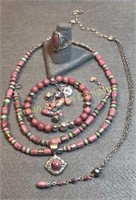 Sterling & Rhodonite Jewelry, 7 Pieces