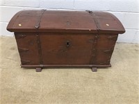 Vtg. Dome Top Wooden Trunk