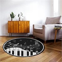 Fluffy Round Piano Theme Area Rugs For Teens Kids