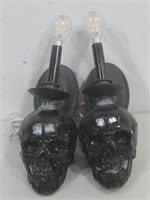 Two 14.5" Skull Lamps Untested