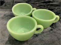 3 Piece Vintage Jadeite Fire King Coffee Mugs