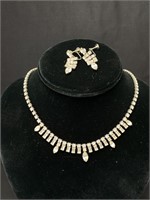 Vintage Rhinestone Necklace & Earrings