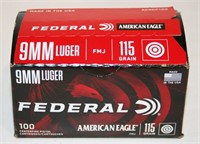 Box Of 100 Rounds Federal 9mm Luger