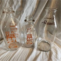Lot Of 3 Milk Bottles AE &  Alimito Dairy