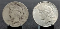 1924 & 1934-D Peace Silver Dollars