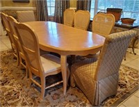 BLONDE DINING TABLE WITH 8 CHAIRS 2 LEAVES