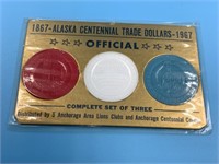 set of 3 Alaska centennial trade dollars issued by