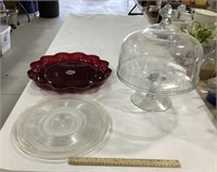 Glass cake holder, glass microwave plate &