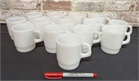 (14 PCS) "GALAXY" WHITE GLASS COFFEE CUPS