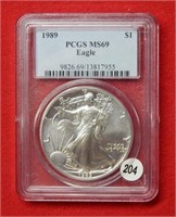 1989 American Eagle PCGS MS69 1 Ounce Silver