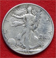 1919 S Walking Liberty Silver Half Dollar