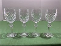 4 Waterford Crystal Wine Glasses 7" H