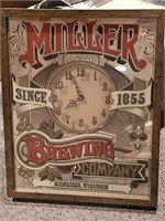 MILLER BREWING SINCE 1855 CLOCK / MIRROR