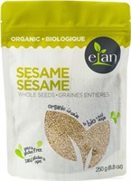 2 pack - ELAN Organic Whole Sesame Seeds 250 Gram