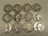 (12) Quarters Pre 1964 90% Silver Content