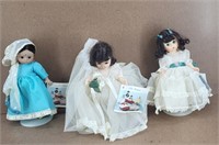 3pc Madame Alexander Dolls w/stands