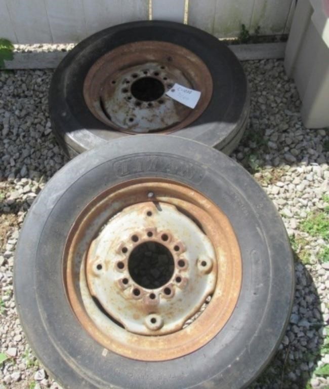 Pair of Titan farm tire with rims, 6.50-16SL.