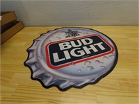 Bud Light bottle metal beer sign.