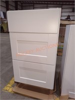 18"W×24"D×33"H White 3-Drawer Base Cabinet