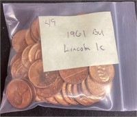 1961 Lincoln pennies --49 total