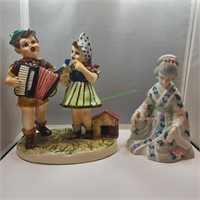 Japanese Woman & Children Musicians Figurines