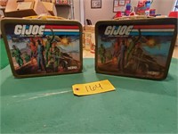 2 Vintage Metal GI Joe Thermos Lunchboxes