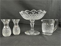 Lot of Waterford 2 Bud Vases; Candy Dish & Creamer