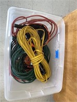 Tote full of Misc Extension Cords