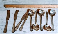 Sterling butterknives and soup spoons