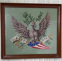Framed Needlepoint Liberty 1776 Eagle