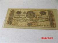 1861 CORPERATION OF RICHMOND $1