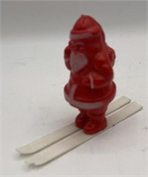 Vintage Plastic Santa On Skies