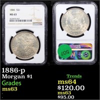 1886-p Morgan $1 Graded ms63
