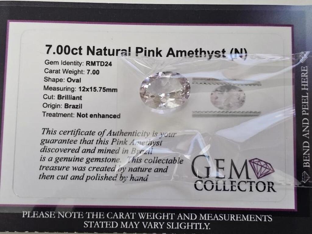 7.00ct Natural Pink Amethyst