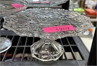 VTG PEDESTAL GLASS CAKE PLATTER