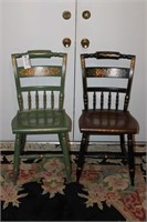 (2) Hitchcock Wooden Stenciled Decorated Chairs