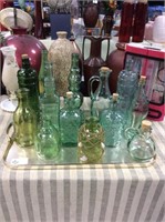Collection of green glass bottles