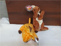 Pair TY Beanie Babies, Like NEW -Twigs & Pouch
