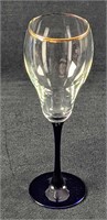 Clear Wine Glass With Cobalt Blue Stem And Base