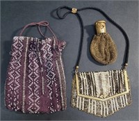 THREE ANTIQUE PURSES