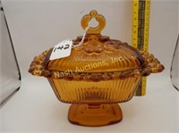 amber covered candy dish