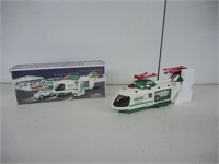HESS HELICOPTER W/MOTORCYCLE & CRUISER-W/BOX