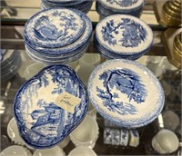 Group of Antique Blue and White Porcelain Plates