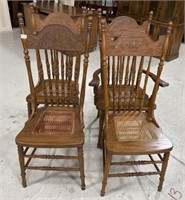 Four Oak Pressed Back Side Chairs